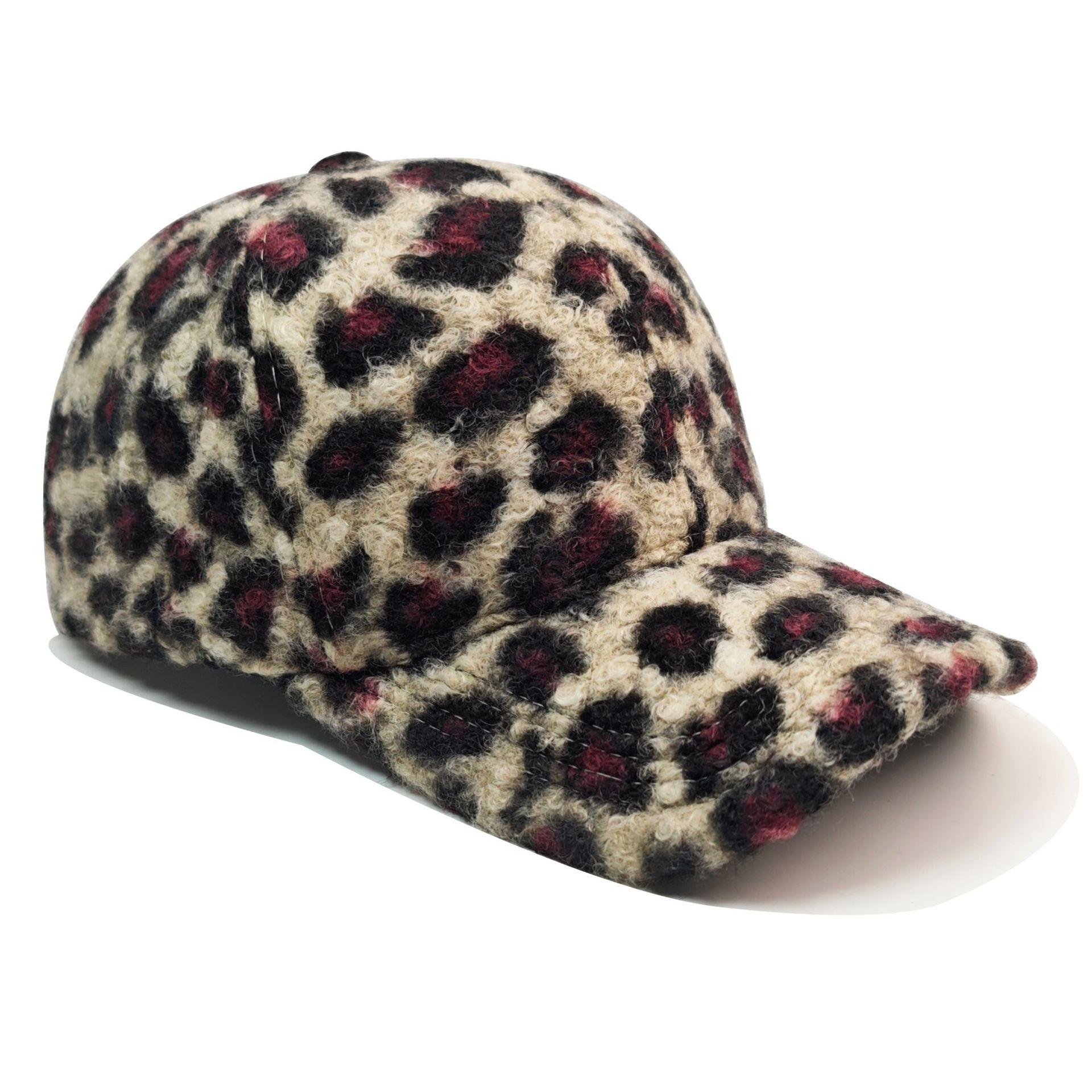 

JYL TS DIY Бейсболка с леопардовым принтом Зимняя теплая солнцезащитная кепка Полиэстер Purple_ светло-коричневого