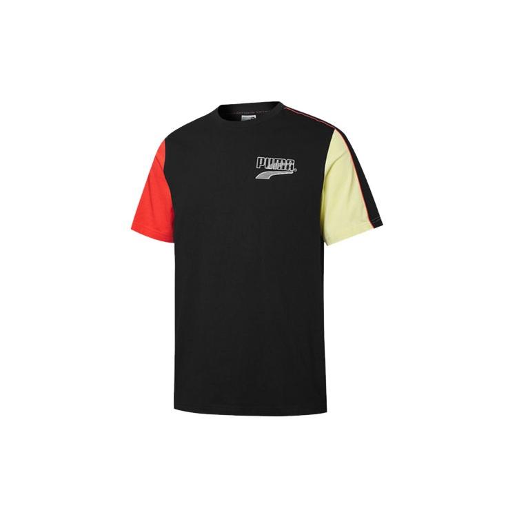 PUMA Decor8 Colorblock Logo Printing Sports Short Sleeve Black Men s 532705-01 S