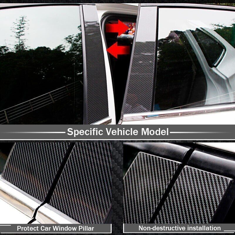 6X Carbon Fiber Door Window Trim Pillar Posts Cover For Porsche Macan 2014-