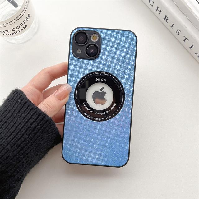 

Роскошный яркий защитный чехол для беспроводного зарядного устройства Magsafe для iPhone 14 13 12 11 Pro Max Plus с логотипом и квадратным отверстием, бампер Funda For iPhone 13 Pro чёрный