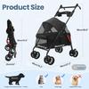 4 Wielen Hondenbuggy Opvouwbare Reis Hond Jogging Buggy met Verstelbaar Handvat Ademend En Zichtbaar Gaas Bekerhouder voor Honden Katten Tot 10kg