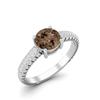 0.97 Ctw Round Smoky Quartz 925 Sterling Silver Solitaire Women Wedding Ring