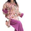 Spring/Summer new cotton silk new Chinese floral print pajamas, women's frog button loungewear, cotton silk set, vintage national style