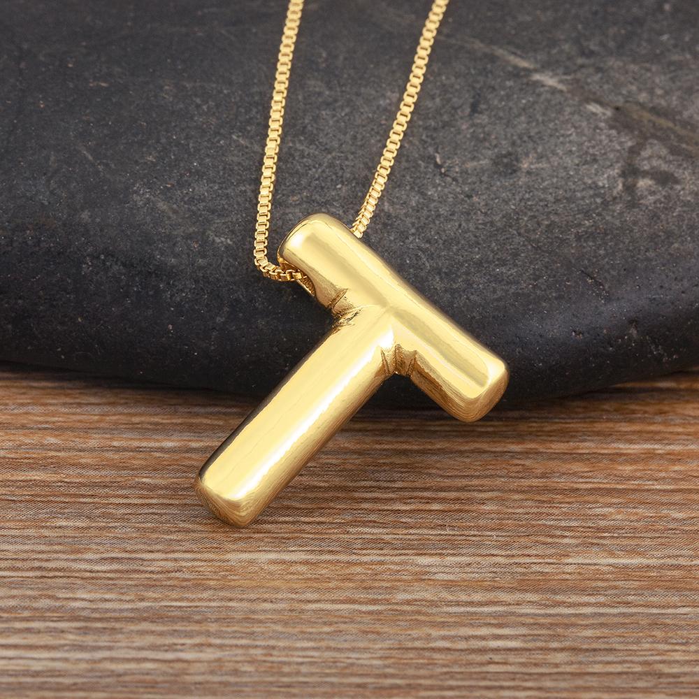 Nidin New Retro Punk Style Copper A-Z Letters Pendant Necklace Initials Alphabet For Women Vintage Name Jewelry Daily Party Gift