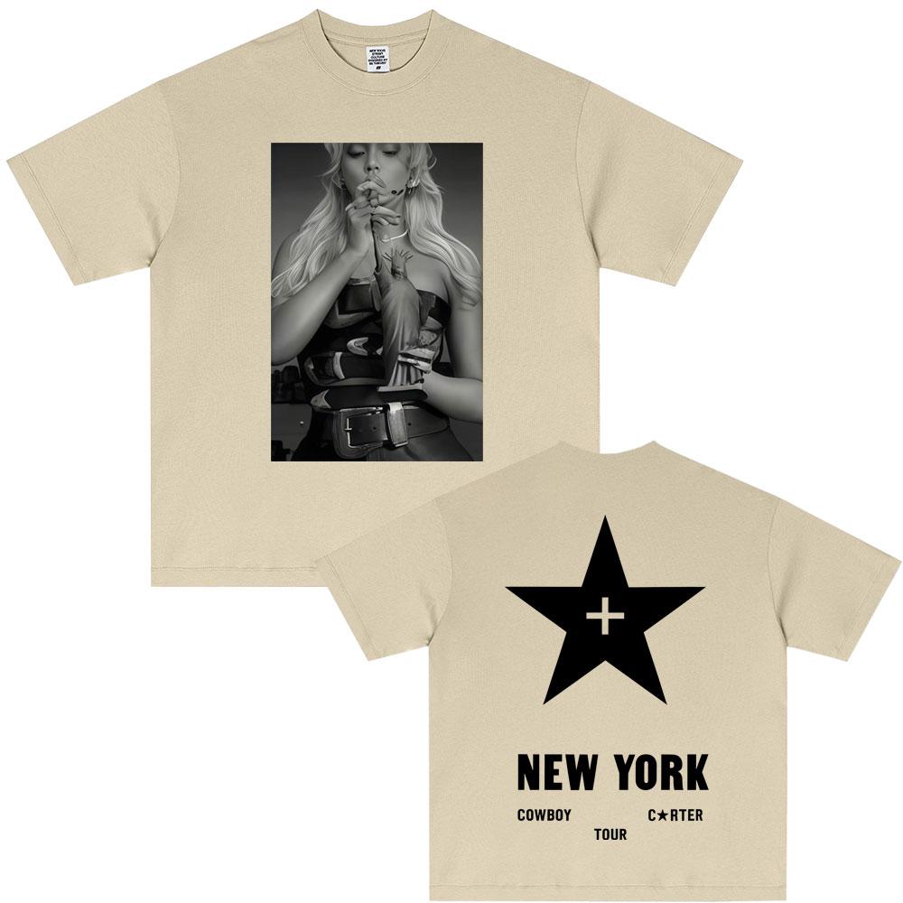

2025 Summer Beyonce Cowboy Carter New York Tour T-shirt Men Women Casual Cotton Vintage T Shirt 100% Pure Cotton Printed T-shirt S