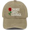 Change Takes Courage Fist Rose Washed Denim Baseball Cap Unisex Adjustable Outdoor Casual Hat