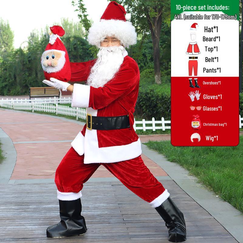 Adult Santa Claus Costume Set - Men's & Women's Plus Size Christmas Outfit