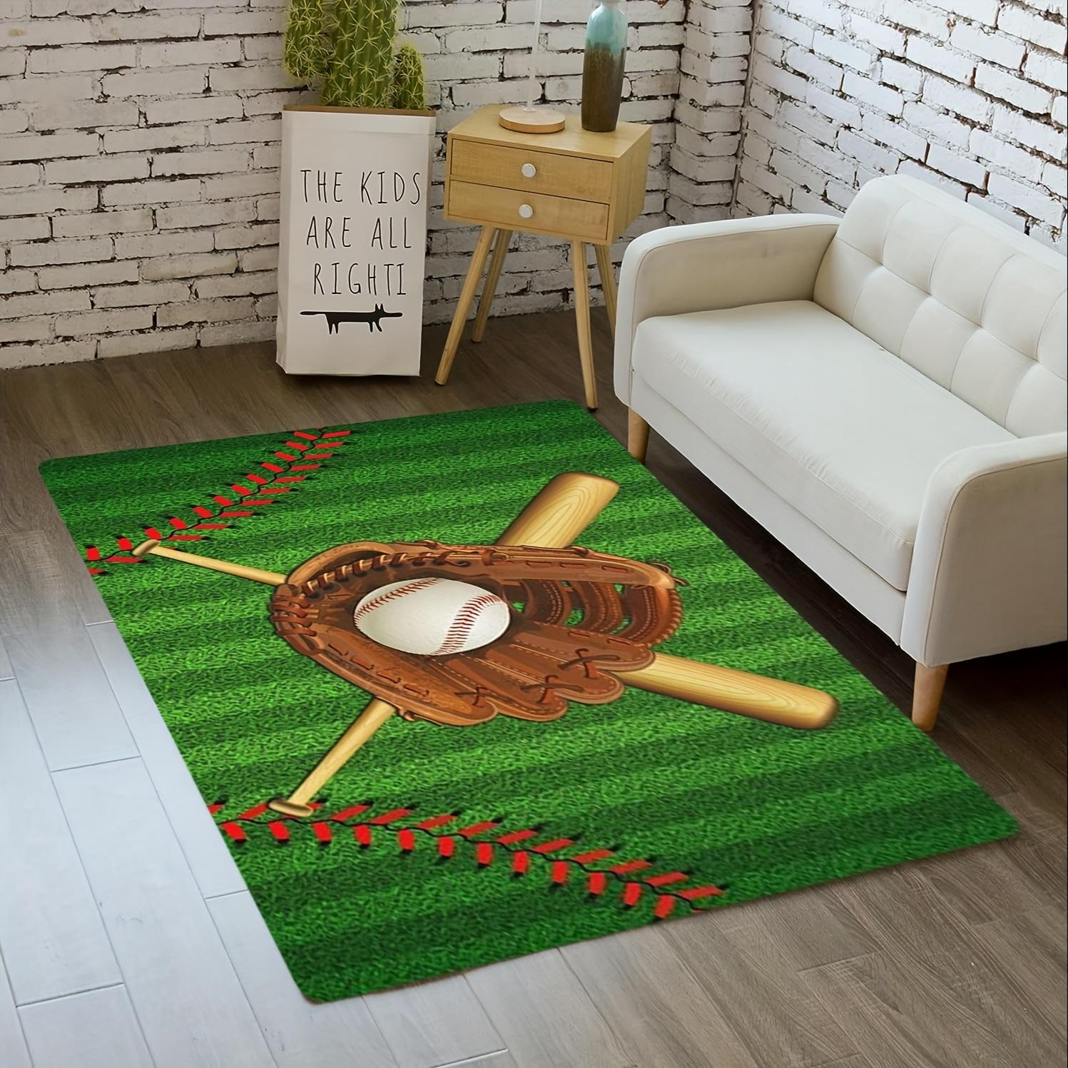 

Classic Baseball Pattern Floor Mat, Sports Theme Non-Slip Rug for Living Room and Bedroom, Washable Home Decoration Gift 40x60cm