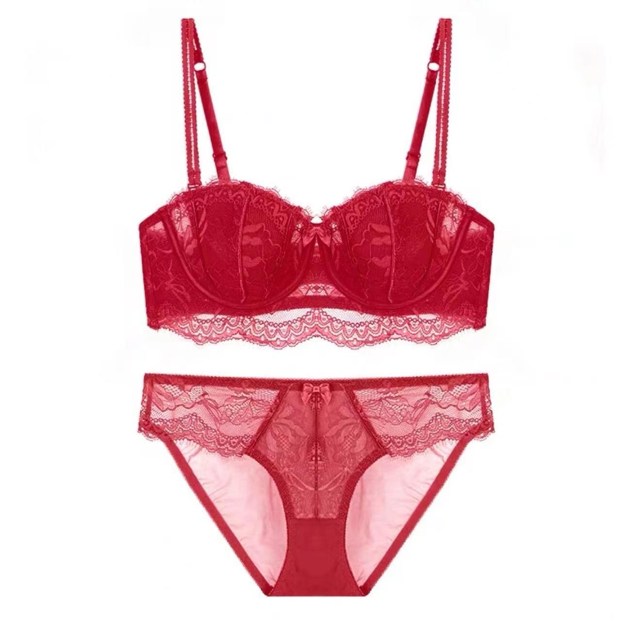 

Французское сексуальное кружевное нижнее белье женское полуоткрытая чашка без бретелей нескользящая спинка нижнее белье большая грудь маленький большой размер бюстгальтер 85B