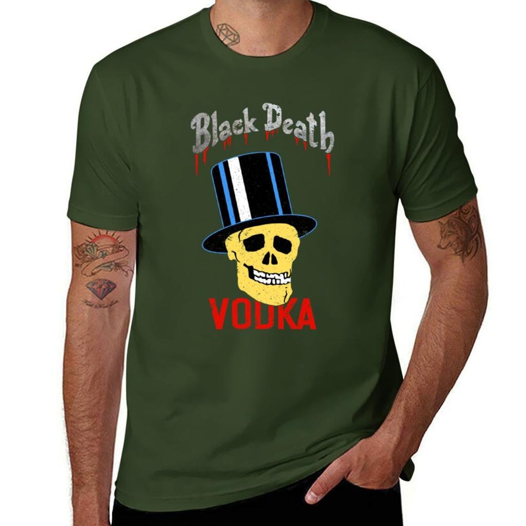 Black Death Vodka T-Shirt anime blanks T-shirts for men cotton
