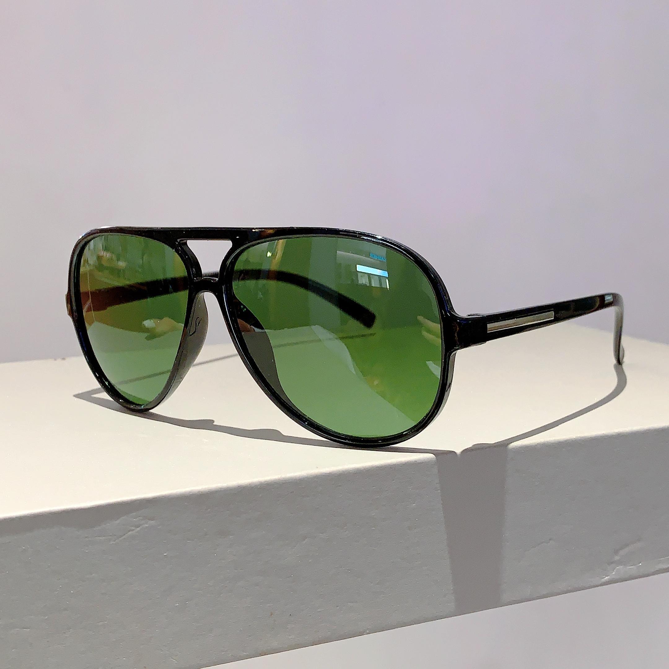

KAMMPT Vintage Double Bridge Sunglasses 2024 Fashion Retro Oversized Pilot Men Eyewear Fashion Trendy Glass Lenses Women Shades without case