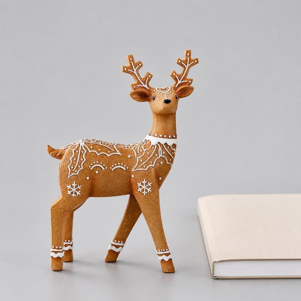 Christmas Reindeer Statue Tabletop Figurine Compact for Office
