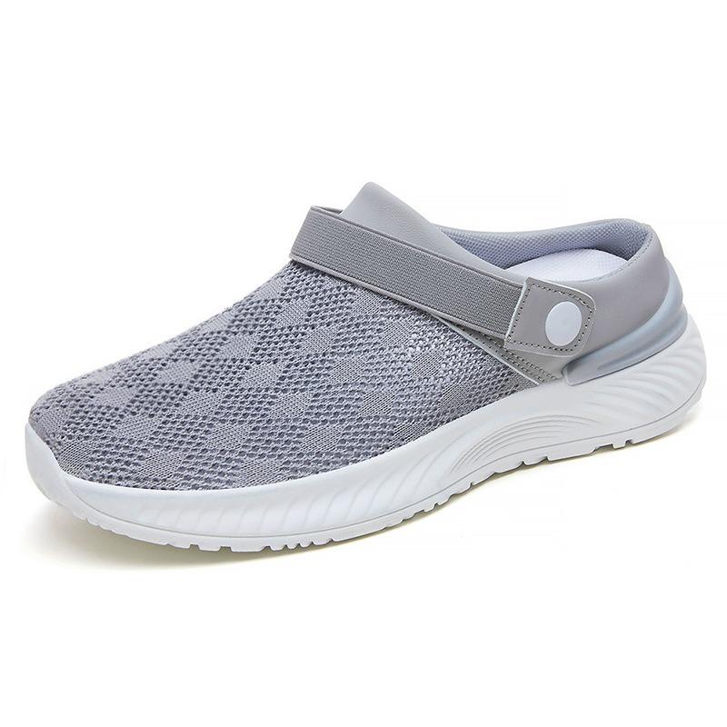 Women's Shoes Summer Half-tray Fly-woven Breathable Casual Shoes, Light Slippers On One Foot, Fashionable Mesh Shoes To Wear Outside