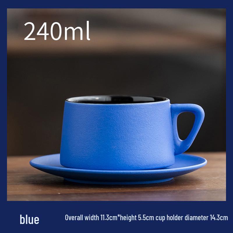 High-End Handmade Blue and Yellow Ceramic Coffee Cup & Saucer Set: Perfect for Housewarming, Weddings, or New Home Gifts