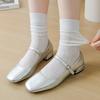 Female Summer Thin Vertical Bar Hollow Solid Color In The Tall Tube Pile Pile Cotton Socks