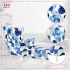 ARI PRINT Wing Chair with Footrest, Scandinavian Family Meble Blue Pas