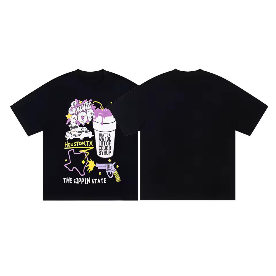 Heißes Das Viele Schreckliche Hustensaft Amerikanischer Stil High Street Kurzarm-T-Shirt für Männer und Frauen Baumwolle