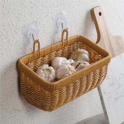 Woven Seagrass Baskets Wall Hangable Fruit Bin Woven Organization Shelf Baskets for Entryway Organizing Playroom Toys