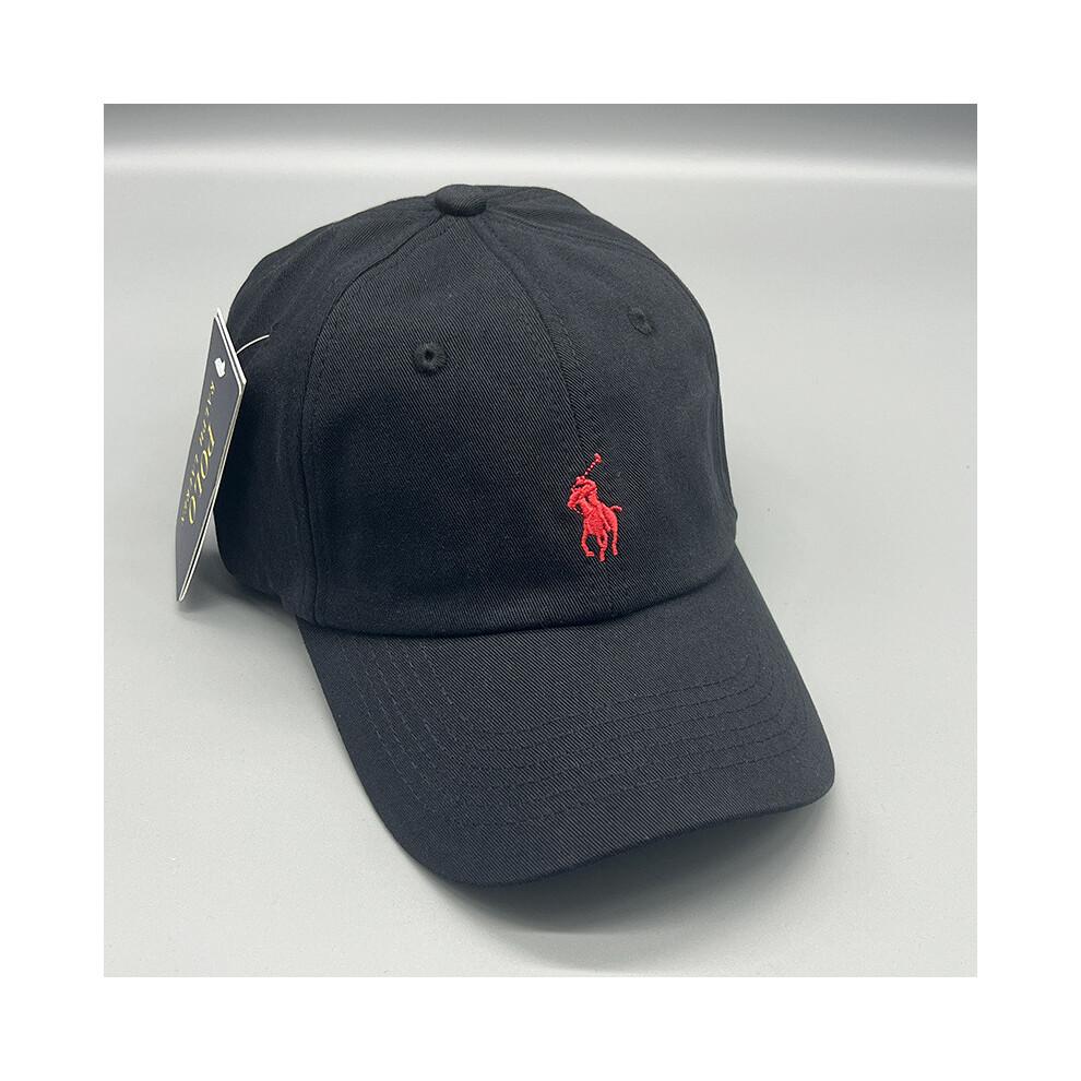 (Schwarz Rot ) Einfache Baseballkappe in Unifarben mit Stickdesign und breiter Krempe für den täglichen Gebrauch
