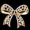 Miaomyao Cubic Zirconia Gold Elegant Ribbon Pearl Crystal Brooch Stole Pin Accessory for Women Birthday Gift [MiaoMiao]