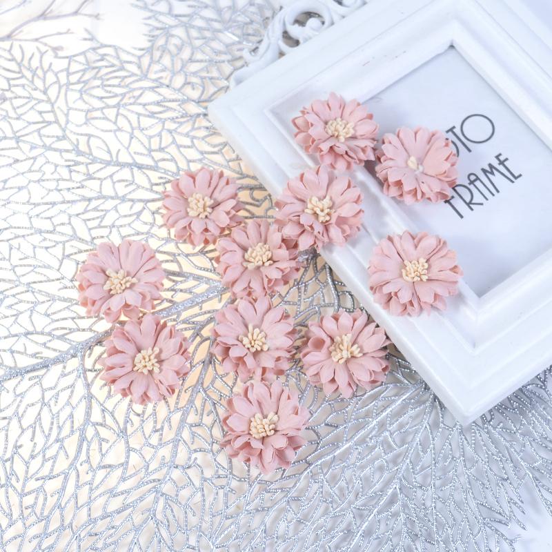 10PcsChrysanthemum Artificial Flowers Head Silk 4cm Fabric Flower For Wedding Decoration DIY Brooches Handmade Craft Accessories