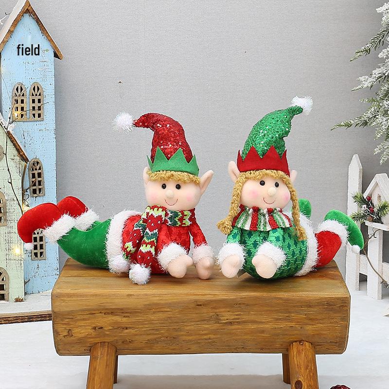 Boneca Elfa de Trenó Telescópico Decoração de Natal Presente