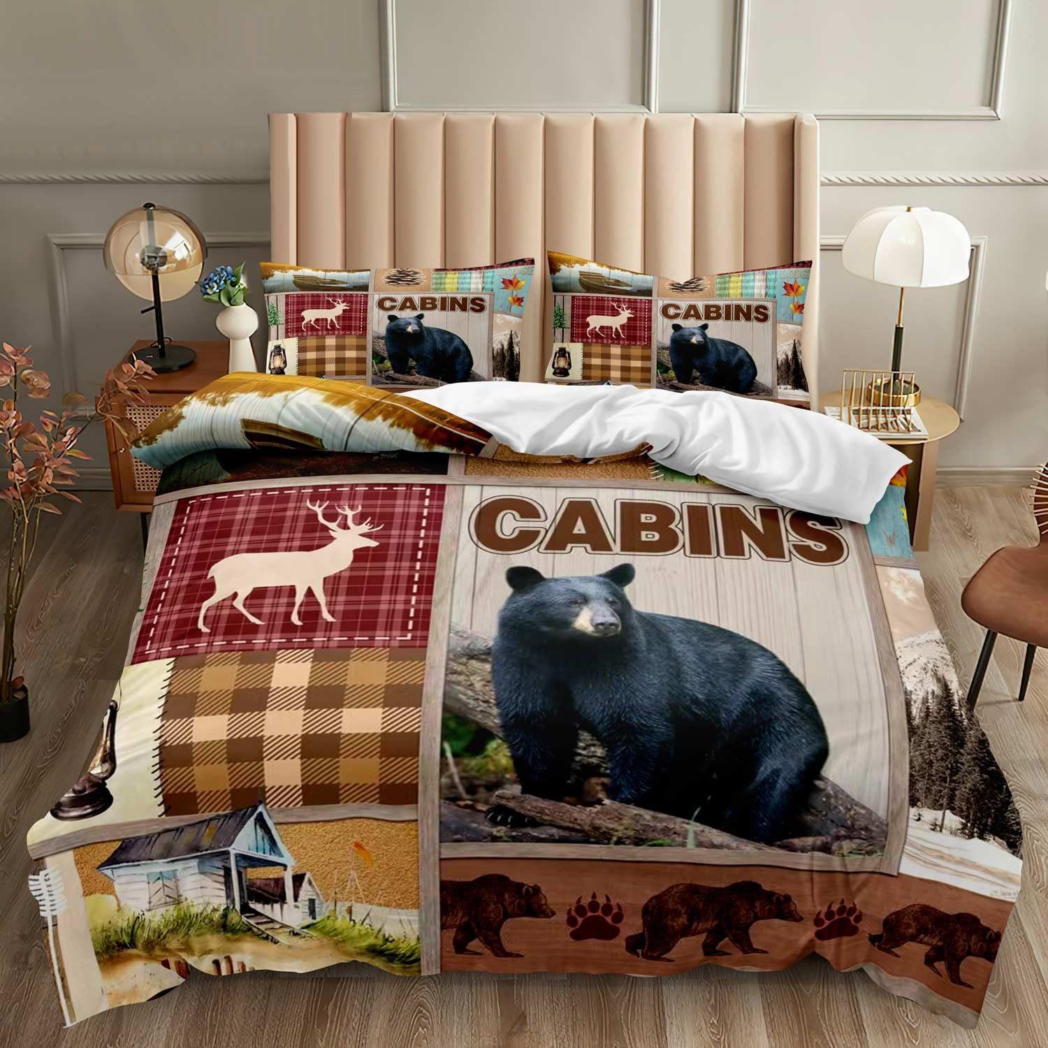 

Cottage Patchwork Red Plaid Three-Piece Quilt Cover Digital Printing Bedding Set Bed Cover EU single 135*200