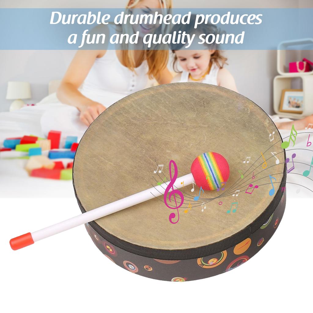 Hand Drum Orff Music Percussion Instrument Portable Drum Instrument with Drumstick 6in