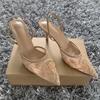 Brand Designer White Women Wedding Pumps Mesh Embroidered Flowers Back Strap Sexy Slingback High Heels Dress Ladies Shoes