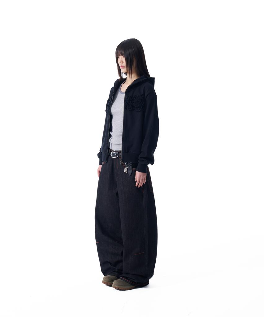 AAKAM Stitched Denim Pants (Black)