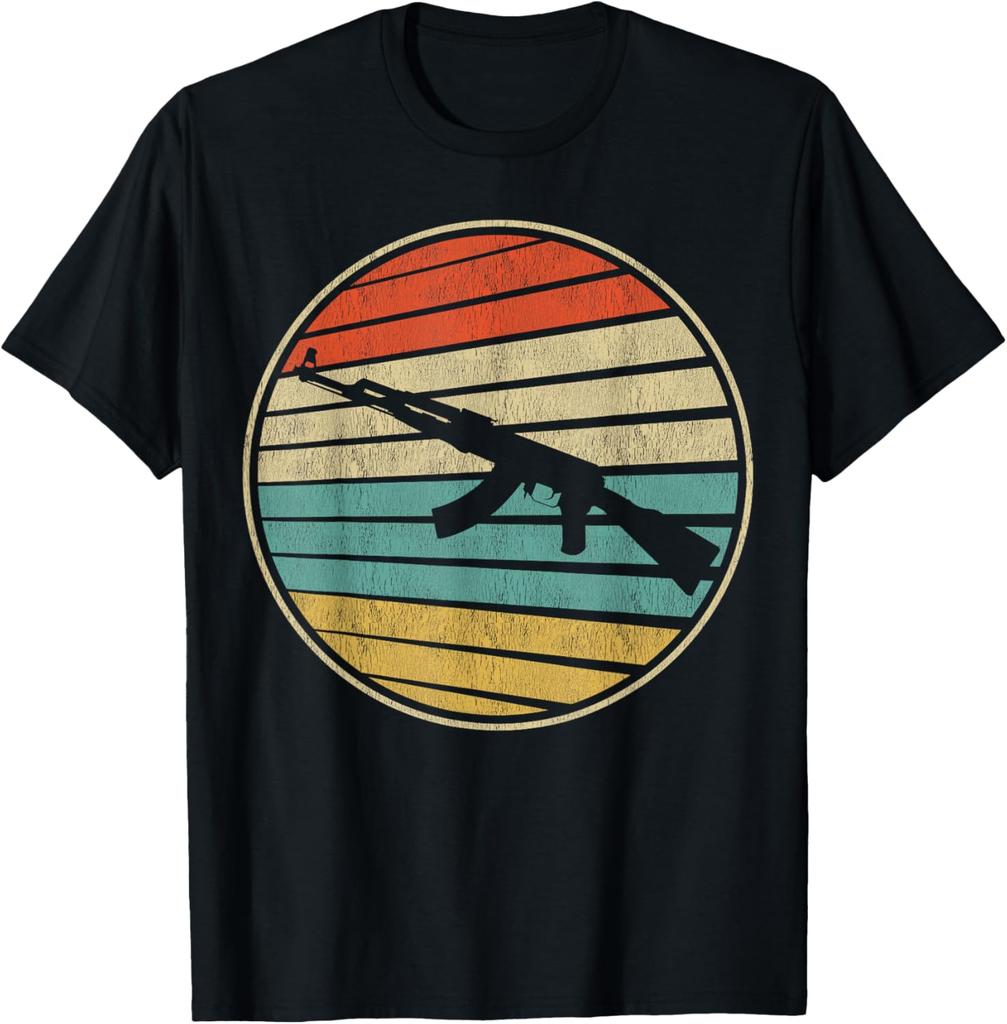 Gun Lover Vintage 70s 80s AK47 Assault Rifle TShirt 100 Cotton ONeck Short Sleeve Summer Casual Mens Tshirt Streetwear