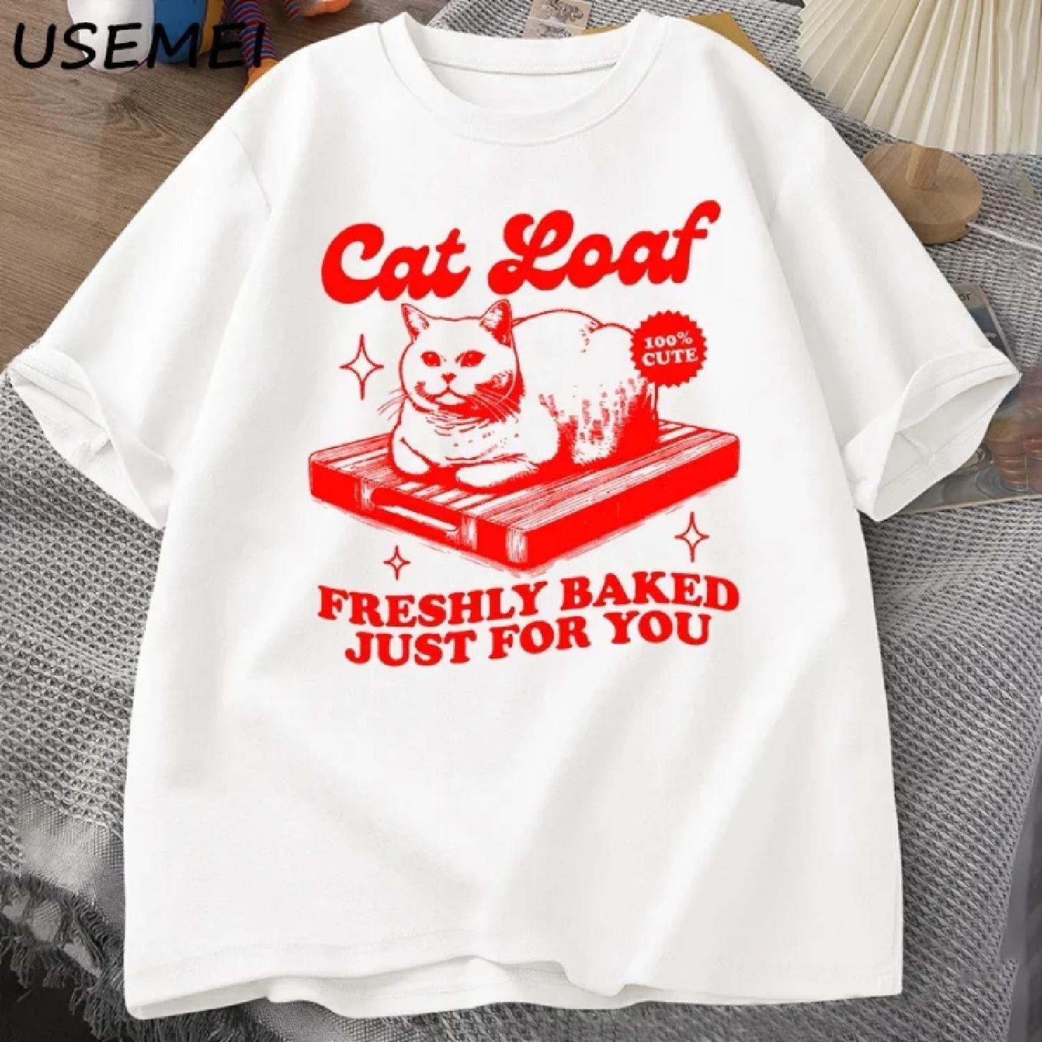 

Funny Cat Loaf T-shirts Men Women Retro Tshirts Cat Lover Graphic Tees Unisex Summer Cotton Short Sleeve T Shirt Streetwear XXXXXL білий