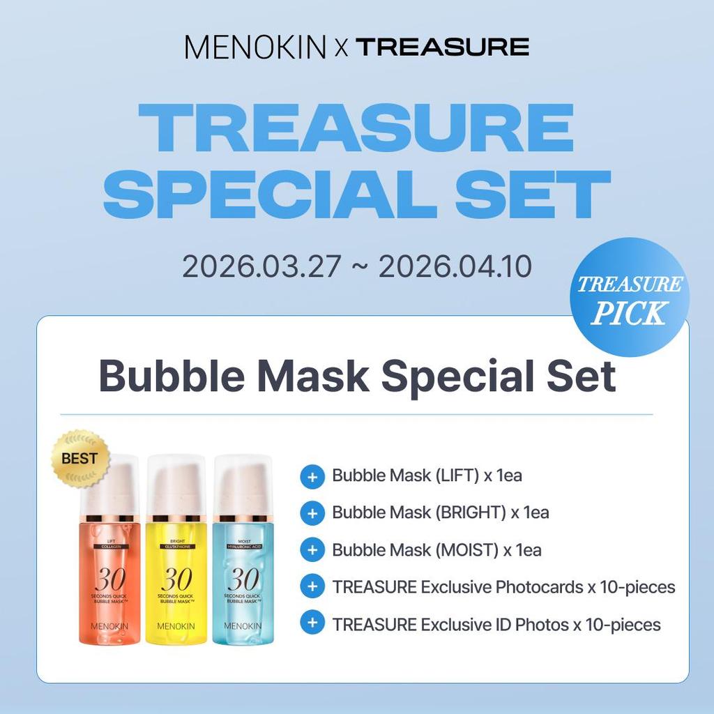 [TREASURE X MENOKIN] 30-Sec Bubble Mask Trio Set + OT10 Photocards & ID Photos (Limited Edition)