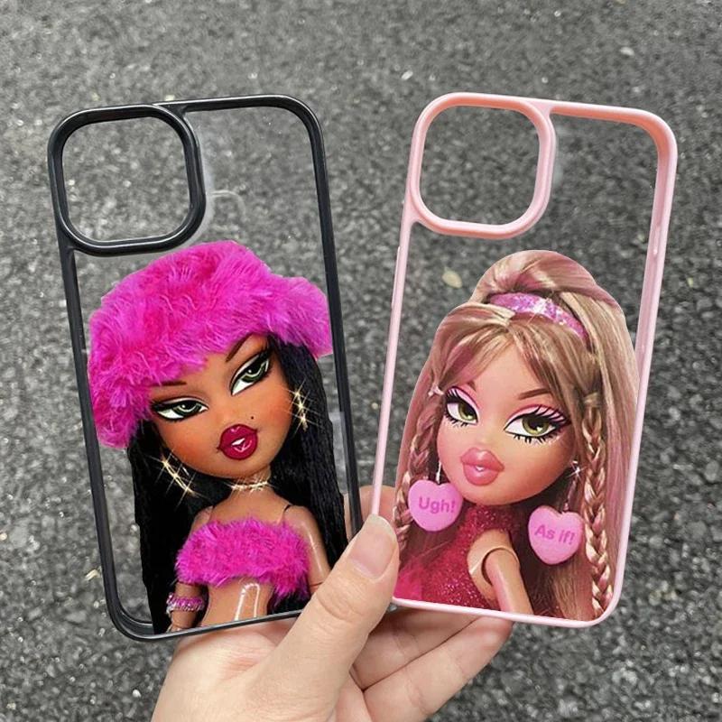 Roztomilý Bratz panenka Cukrový průhledný kryt na telefon Pro iPhone 16 13 12 mini 11 12 14 Pro X XR XS Max 7 8Plus SE20 Nárazuvzdorný zadní kryt