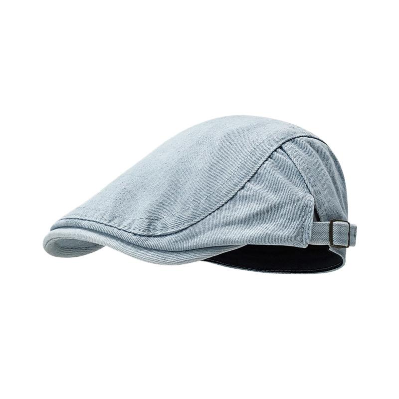 New denim forward hat women s retro washed beret men s fashion casual painter hat versatile hat adjustable (54-60cm)
