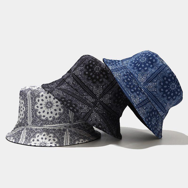 European and American Ins New Cashew Flower Pattern Bucket Hat Women's Summer Outdoor Sunscreen Visor Double-sided Basin Hat