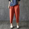 Women's Spring/Summer Plus-Size Cropped Pants: Loose-Fit Casual Harem Pants, Solid-Color Commuter-Style Carrot Pants