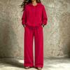 Women's Casual Comfortable Hooded Sweatshirt and Pants Set with Pockets for Fall Winter