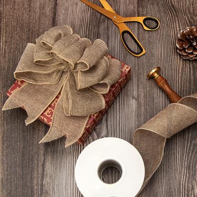 Wired Burlap Ribbon 6cm Wide Roll for Christmas Tree Decorations Gift Wrapping Bows Outdoor Party Garlands145