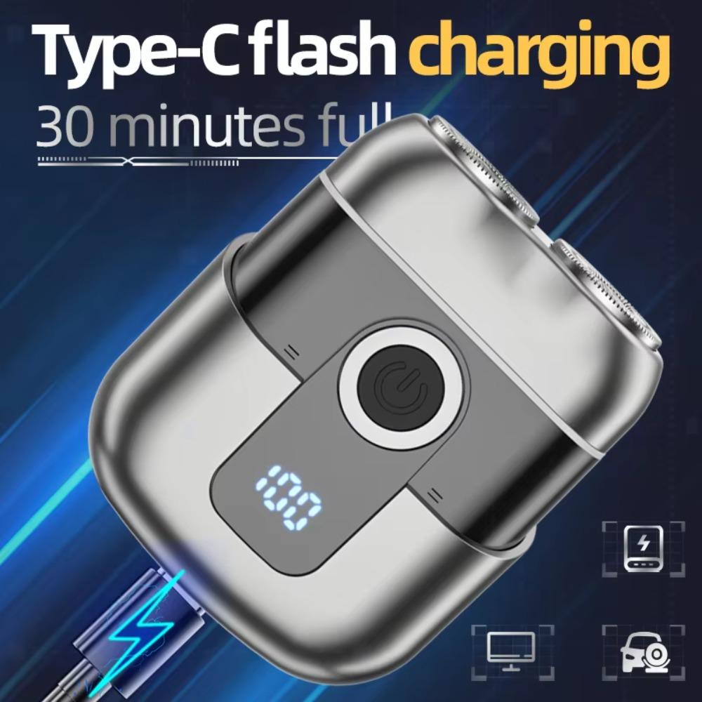 Double Head Mini Electric Shaver Magnetic Floating Men's Beard Trimmer Travel Use