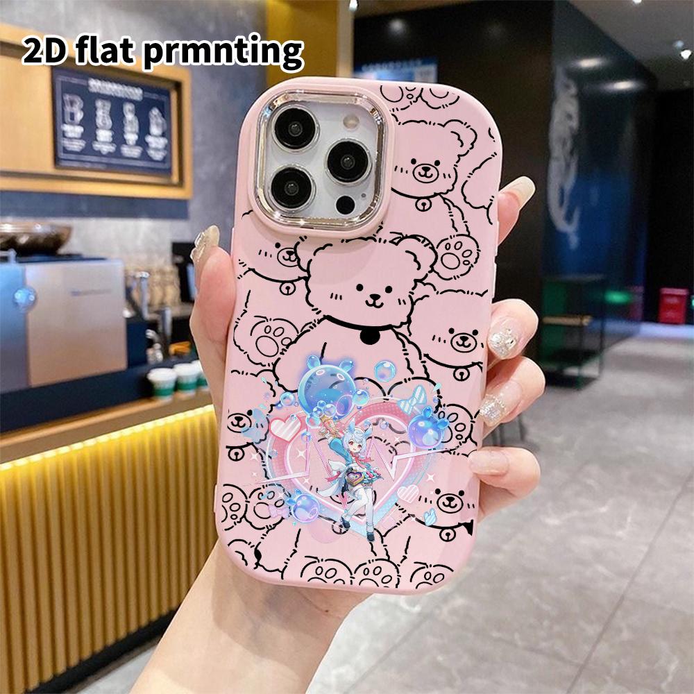 Phone case: 2D flat design suitable for iPhone 18 17 16 15 14 13 Pro protective case, couple style, bunny ear girl, Christmas and Halloween gift