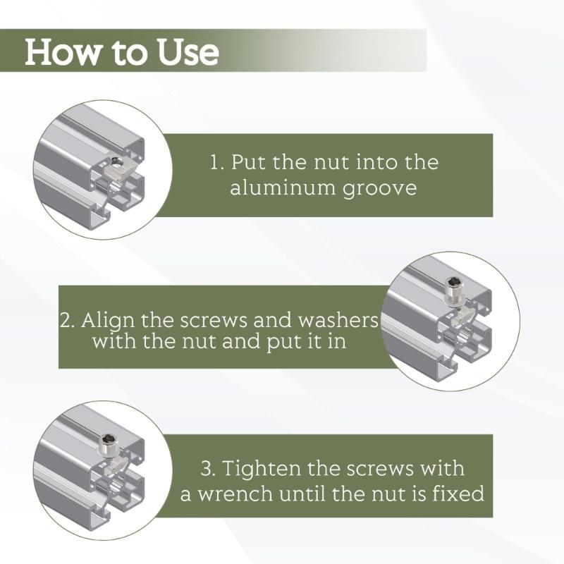 50Pcs/set Aluminum Profiles Sliders Nut Square Nut T Guide Sliding Hammer Nut Fastening Hardware Nuts Accessories