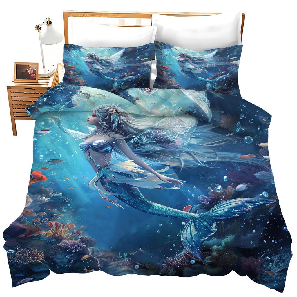 Galaxy Astronaut Three-Piece Quilt Cover 3D Digital Printing Bedding Set Bed Cover