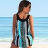 Women's Shoulder Strap Swimsuit Palm Tree Shade Print Bikini Tankini Swimsuit
