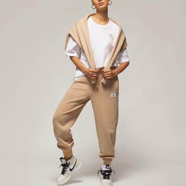 Jordan Elastic Waistband Joggers With Side Pockets And Fleece Lining Women Bottoms Khaki DQ4608-254