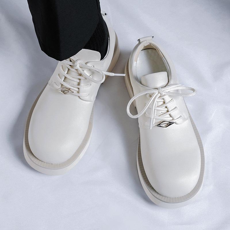 Leather shoes men's business British white platform breathable big head heightening derby shoes Oren 166166-R
