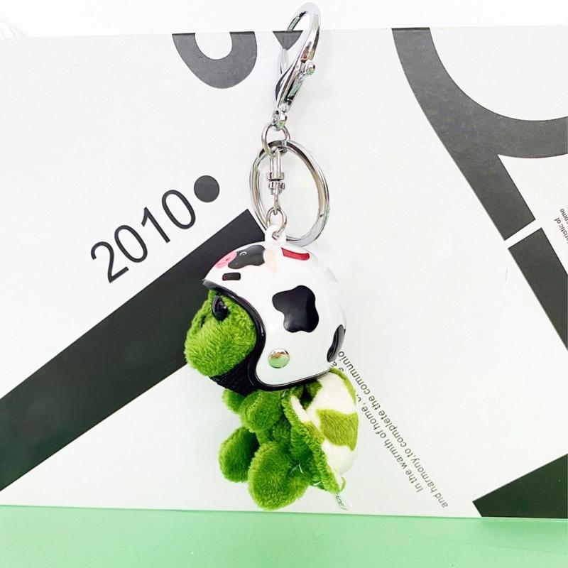 Fashion Lovely Plush Helmet Turtle Keyholder Cute Animal Keychain Bag Charm Pendant Toy Car Keyring Jewelry Party Gift