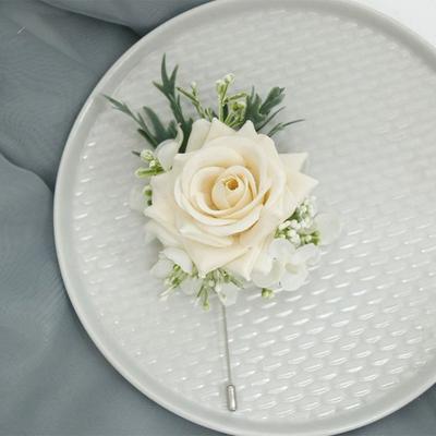 4PCS Wedding Wrist Corsage and Boutonniere Set Rose for Bride Bridesmaid Man Groom Red Rose Wedding Flowers Accessories Prom Suit Decorations