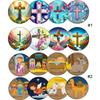 6PCS Special Shape Diamond Painting Crafts Coaster with Holder Crucifix Birth of Jesus for Coffee Table Bar Mugs Glass Cup Beer