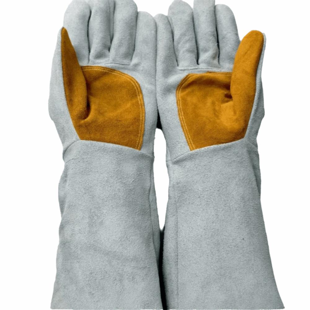 Soft Leather Welding Gloves Cowhide Leather Gloves Heat Resistant Gloves  Safety Supplies серый